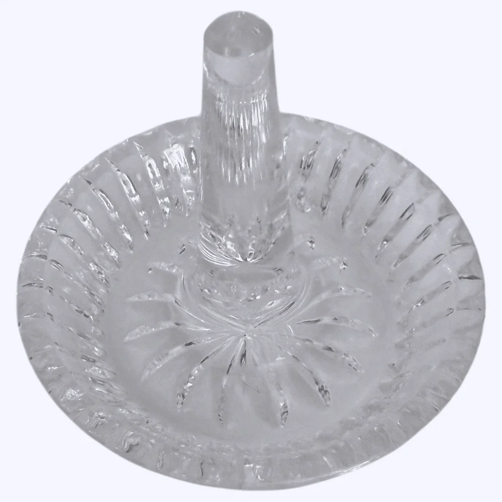 Ring Holder Crystal Clear Vintage Cut Glass Starburst Design Round